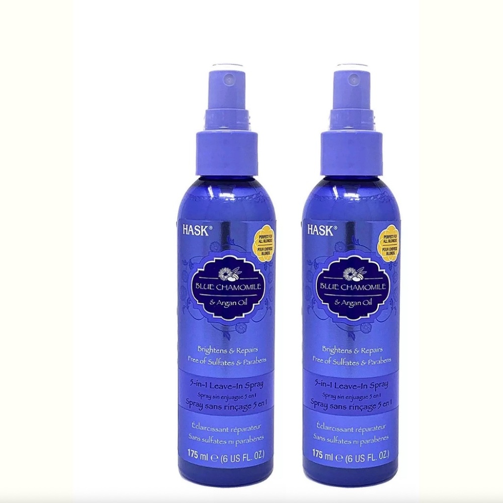 2 Pack HASK Leave-In Conditioner Blue Chamomile with Argan Blonde 5in1 6…
